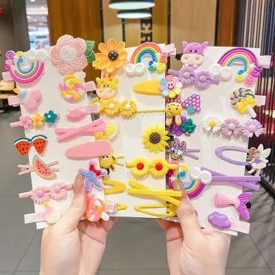 Set Of 14 Baby Hair Clips Card, Creative Sweet Kid Side Tassels Clips, Tiny Hair Clips for Baby Girls, Princess Decorative Hair Accessories Set Of 14 Baby Hair Clips Card, Creative Sweet Kid Side Tassels Clips, Tiny Hair Clips for Baby Girls, Princess Decorative Hair Accessories